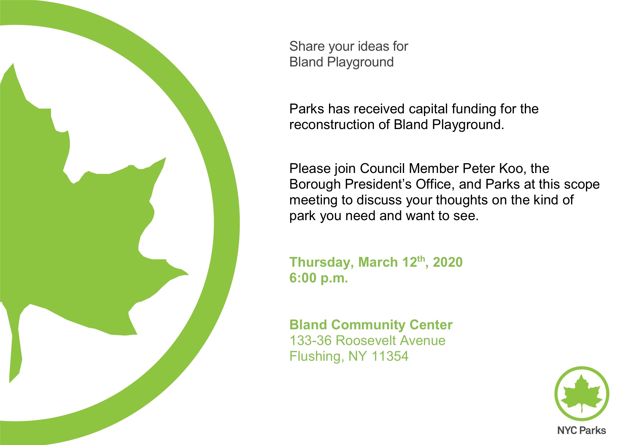 Bland Playground Public Scope Meeting Invite